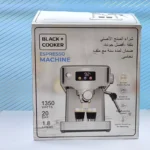 نمای روبرو از اسپرسوساز بلک کوکر مدل BC-001CM با بدنه استیل و پرتافیلتر