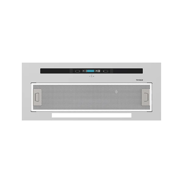 نمای روبرو از هود توکار استیل تایسز مدل TH-2104 نصب شده در کابینت